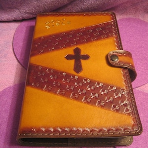 LEATHER BIBLE COVER with Bible