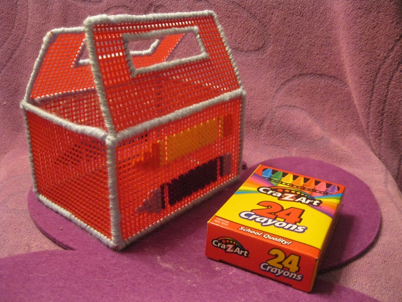 PLASTIC CANVAS CRAYON Box Red Etsy
