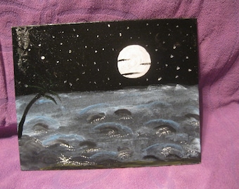 MOON OVER The OCEAN-Acrylic Painting