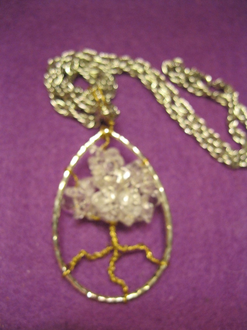 Teardrop HEALING TREE Necklace and Earring Set CRYSTAL Quartz