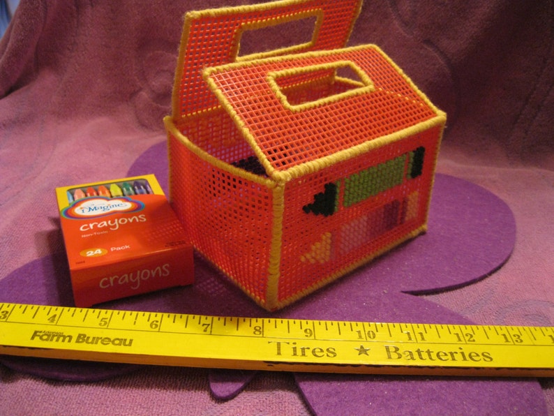 PLASTIC CANVAS CRAYON Box Red Etsy