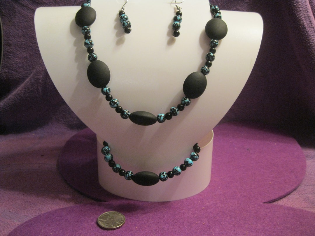 BLACK and BLUE JEWELRY Set Etsy