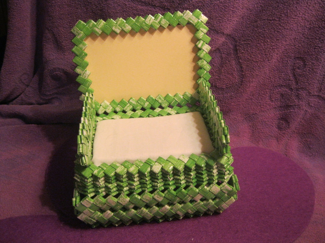 WOVEN CHAIR Picture Frame Trinket Boxgreen and White Etsy