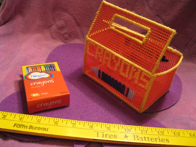 PLASTIC CANVAS CRAYON Box Red Etsy