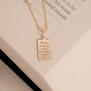 Custom BOOK QUOTE | 14k Gold Fill Sterling Silver, Bookish Necklace, Bookworm Bookstagram Jewelry Merch Love Quotes for Her | HARPER #3 • #4