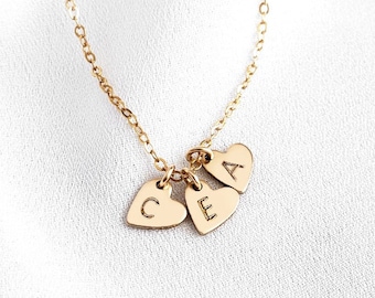 Teeny Tiny Initial Heart Necklace,Small Dainty Letter Charm,Monogram Bridesmaid Necklace,Bridesmaid Jewelry,Gift For Mom,Mothers Day Gift