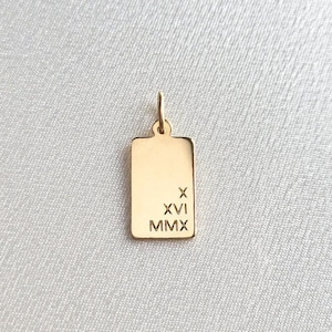 HARPER Pendant (#3) | 14k Gold Filled or Sterling Silver, Tiny Rectangle Tag, Custom Initial Pendant, Add On Charm, Slide On Pendant