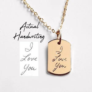 Ketting met echt handschrift | 14k goldfill sterlingzilver | Herdenkingssieraden | Aandenken handgeschreven notitie | Ter nagedachtenis aan | Koa-minibedel