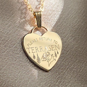 Please Return To TERRASEN Necklace | Throne of Glass Series | Bookish Jewelry | 14k Gold Filled | 925 Sterling Silver | Elena Heart #2