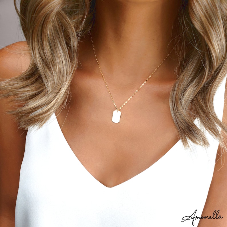 Monogram Mini Dog Tag Necklace MULTIPLE TAGS 14k Gold Fill Etsy