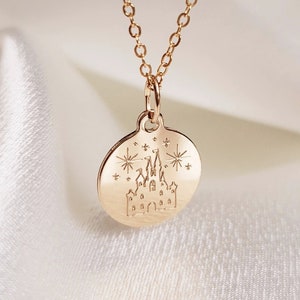 Princess Castle | 14k Gold Filled or Sterling Silver | ARIA Pendant 14mm | Orlando Theme Park Necklace | Cinderella The Enchanted Collection