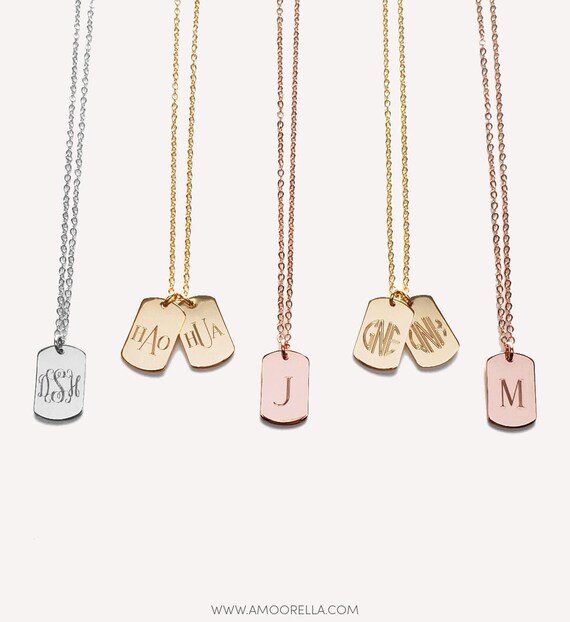 monogram dog tag necklace