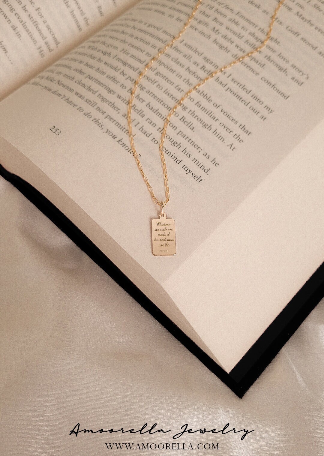 Custom BOOK QUOTE HARPER Pendant 14k Gold Fill Sterling Silver, Bookish