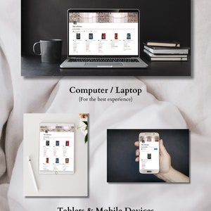 May include: Image showcasing a website interface on a laptop, tablet, and smartphone. The text "Use on Multiple Devices" and "Computer / Laptop" are displayed. The website is also shown on a tablet and a smartphone. The text "Tablets & Mobile Devices" and the website address are also visible.