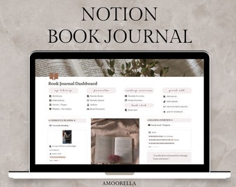 Notion Book Journal | Digital Reading Log | Book Reviews | Yearly Monthly Overview | Series Library | Favorite Quotes | PDF Instant Download