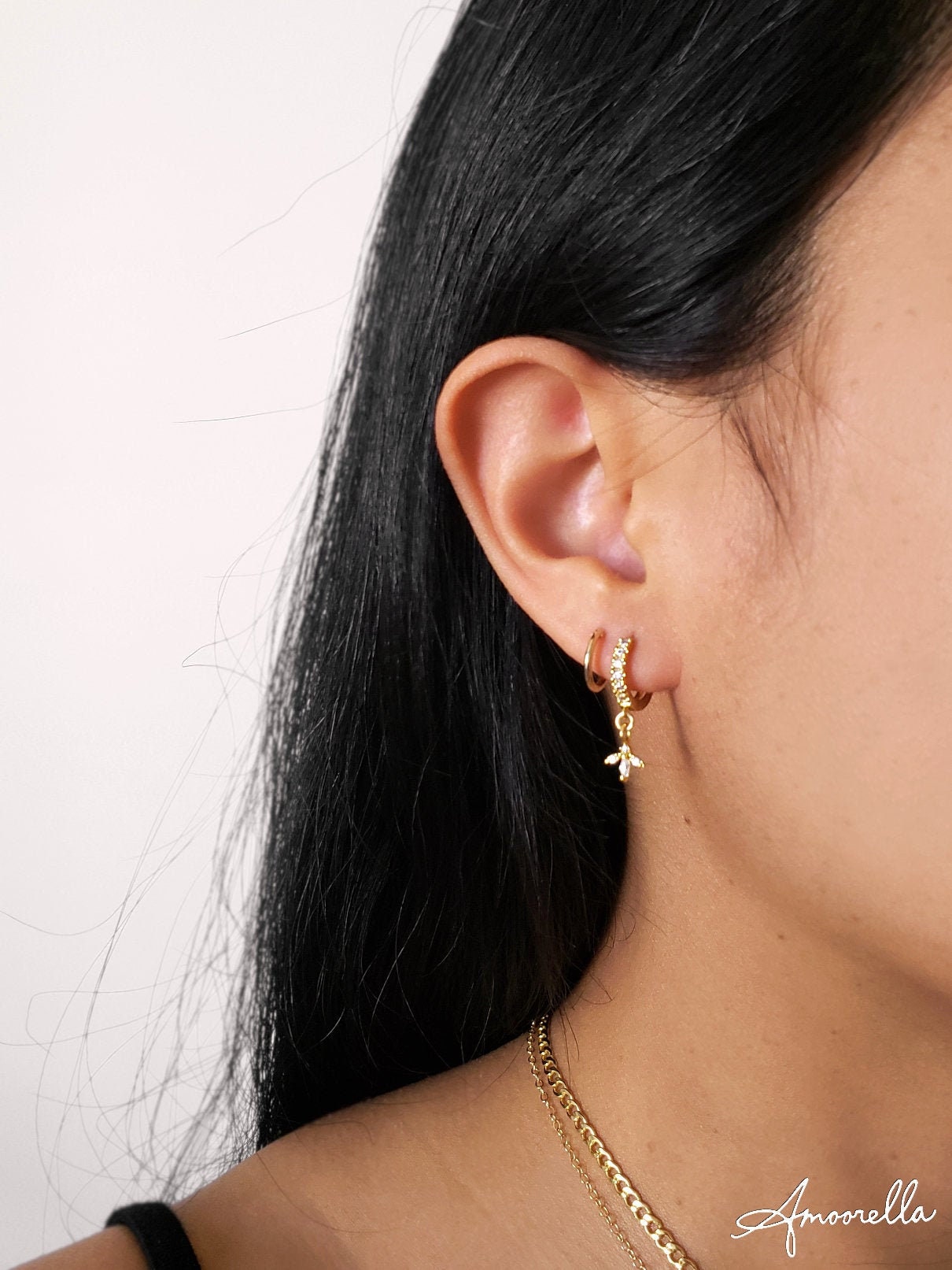 CZ Small Tiny Hoop Earrings for Women Girls Sterling Silver Crystal