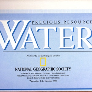 Agua: Precioso recurso mapa-mapa vintage de los Estados Unidos / National Geographic / Cartografía / América del Norte / Uso del agua / riego