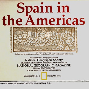 アメリカ大陸のスペインのビンテージ地図/メキシコ/ナショナル ジオグラフィック/地図作成/地図/探検/コロンブス/コルテス/バルボア/ピサロ/商業