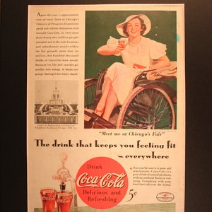 1934 Coca-Cola Magazine Advertisement/Vintage advertising/retro ads/ 1930&#39;s/ Coke/ Coca Cola/cool men&#39;s gift/ Chicago Fair/ wheelchair