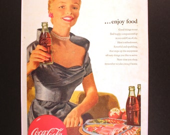 1952 Coca-Cola Magazine Advertisement/Vintage advertising/retro ads/1950s/Coke/Coca Cola/cool men's gift/cool woman' gift/fashion/glamor