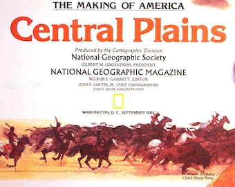 Central Plains vintage map/ cartography/ maps/ The Making of America/ Indians/ Missouri/ Oklahoma/ Kansas/ Nebraska/ Iowa/Arkansas/ Illinois