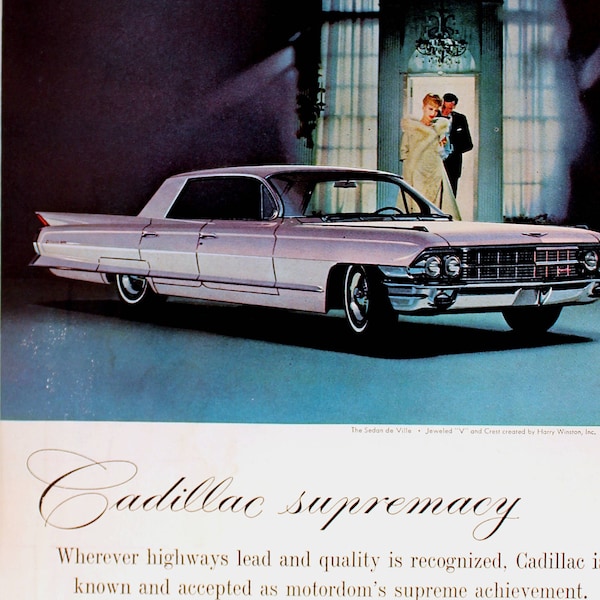 1961 Cadillac Magazine Publicité/publicité de magazine vintage/art automobile/décor automobile/automobilia/cadeau pour hommes cool/années 1960