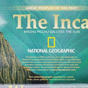 インカの偉人たちのビンテージ地図/マチュピチュの太陽礼拝/ナショナル ジオグラフィック/地図作成/地図/アンデス文化/モチェ チムー