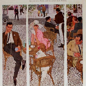 1957 Paris Cafe Coca-Cola Magazine Advertisement/Vintage advertising/retro ads/1950s/Coke/Coca Cola/cool men&#39;s & women&#39;s gift/summer fun