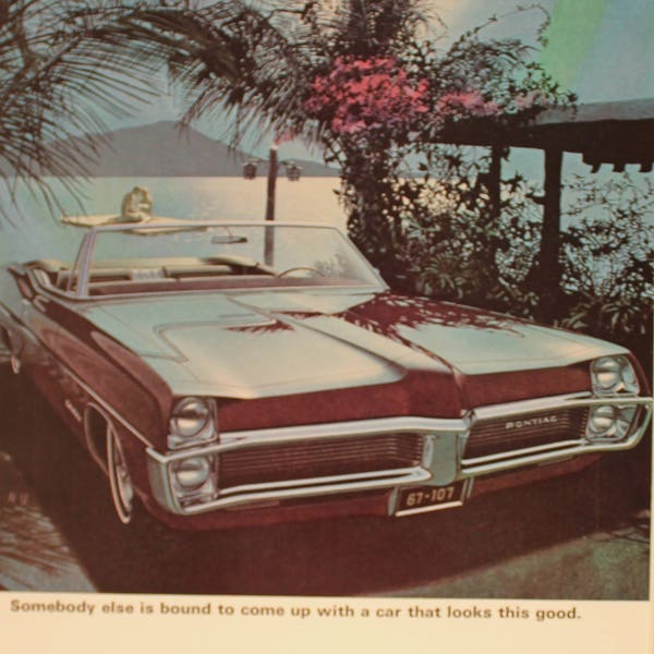 1967 Pontiac Wide Track Advertisement/vintage magazine /automotive art/automobile decor/ cool men's gift/ Safari Station Wagon