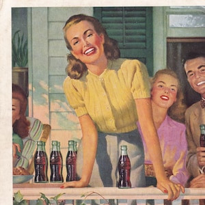 1947 Coca-Cola &quot;Come on over - Have a Coke Magazine Advertisement/ Vintage ad /retro ads/1940s /Coke/ Coca-Cola/ cool men&#39;s gift