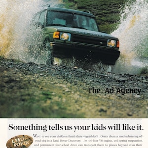 1997 Land Rover Discovery Magazine ad /Vintage ad/SUV/ Something tells us your kids will like it/Cool Men&#39;s Gift