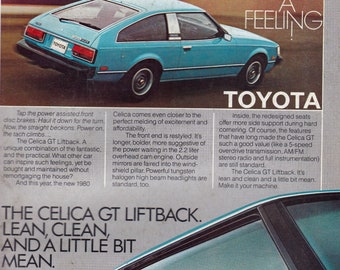 1980 Toyota Celica GT Liftback Magazine Advertisement/vintage ad/automotive art/automobile/ automobilia/cool men's gift/ Oh What a Feeling