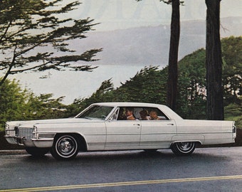 1965 White Cadillac Magazine Publicité/publicité de magazine vintage/art automobile/décor automobile/automobilia/cadeau cool pour hommes/années 1960