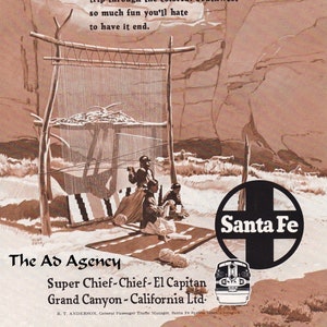 1952 Santa Fe Super Chief- Chief-El Capitan-Grand Canyon-California advertisement/vintage magazine ad/ Railroad / cool men&#39;s gift/1950&#39;s
