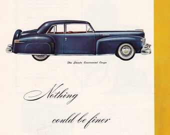 1947 Lincoln Continental Coupe Blue Magazine Advertisement
