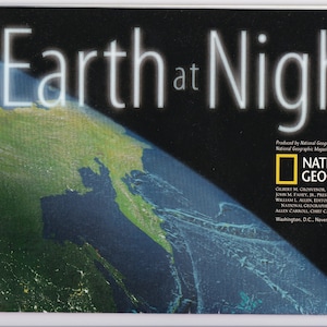 夜の地球のビンテージマップ/ナショナルジオグラフィック/地図作成/地図/世界地図/環境保護/気候変動/氷河期/自然の変化