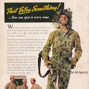 1943 Coca-Cola World War II Magazine Advertisement/WW II patriotism/ Vintage ad /retro ads/1940s /Coke/ Coca-Cola/ cool men&#39;s gift