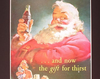 1952 Coca-Cola Santa Claus Ad /Coke /vintage ad/ Christmas /pause that refreshes /Saint Nick/ cool men's gift/ Santa checking his list