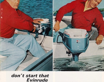 1966  Evinrude Sportwin Outboard Motor Advertisement/vintage magazine ad/fishing/ skiing/ boating/cool men's gift/1960's