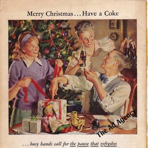 Anuncio navideño de Coca Cola de 1946: Coca Cola / anuncio vintage / Navidad / pausa que refresca / alegre y viejo Papá Noel / regalo genial para hombres / regalo genial para mujeres
