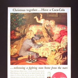1945 WWII American GI Christmas Coca-Cola Magazine Advertisement/ Vintage ad /1940s /Coke/ Coca-Cola/ cool men's gift/