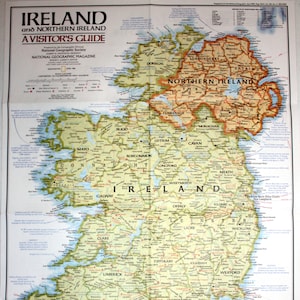 アイルランドと北アイルランドのビンテージ地図/地図作成/地図/ナショナル ジオグラフィック/イギリス諸島/ダブリン/ケルト/アイルランドの歴史/エリン