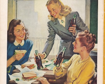 1947 コークを飲みましょう プリント広告 コカコーラ広告 1940 年代