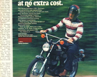 1973年ハーレーダビッドソンZ-90の雑誌広告、サンルーフ付きスタンダードモデル