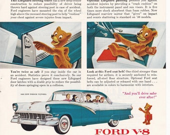 1955 Ford Fordor Victoria Magazine Advertisement/vintage ad/automotive art/automobile decor/automobilia/cool men's gift/1950's car