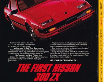 1984 issan 300 ZX Magazine Werbung/vintage anzeige/Major Bewegung von issan/ Datsun/auto art/cooles Männer Geschenk