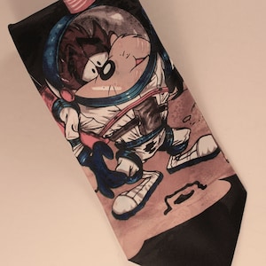 Corbata vintage de los Looney Tunes, astronauta, demonio de Tasmania/ropa vintage/televisión/dibujos animados/Taz/viajes espaciales/dibujos animados de Warner Brothers