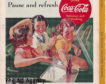 1938 Coca Cola "Pause and refresh" when you park ad -Coke /vintage ad / "The pause that refreshes"/cool men's gift/ cool women's gift