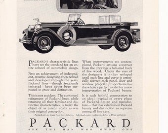 1928 Packard open top Magazine Advertisement/vintage magazine ad/automotive art/automobile decor/ cool men's gift/ auto history 1920's cars