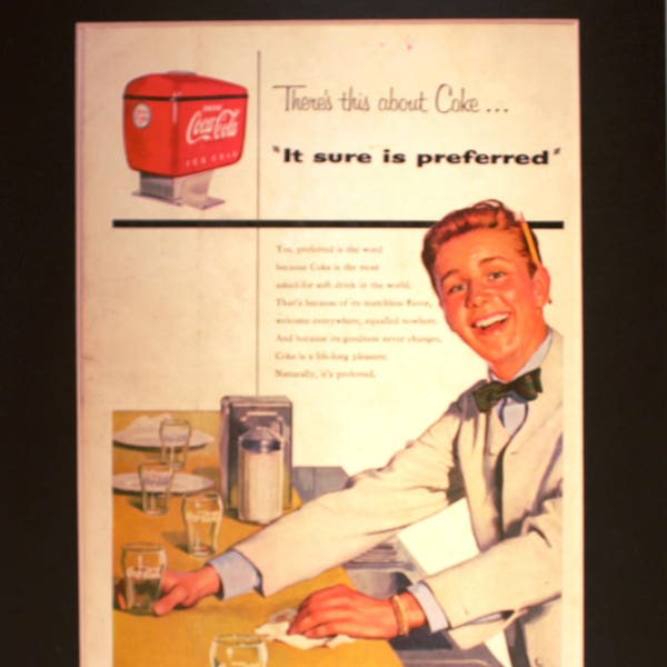 1954 Coca-Cola "Soda Jerk" "It Sure is Preferred" Annuncio rivista /Pubblicità vintage/Annunci retrò /1950/ Coca-Cola/regalo uomo cool/Contatore farmacia